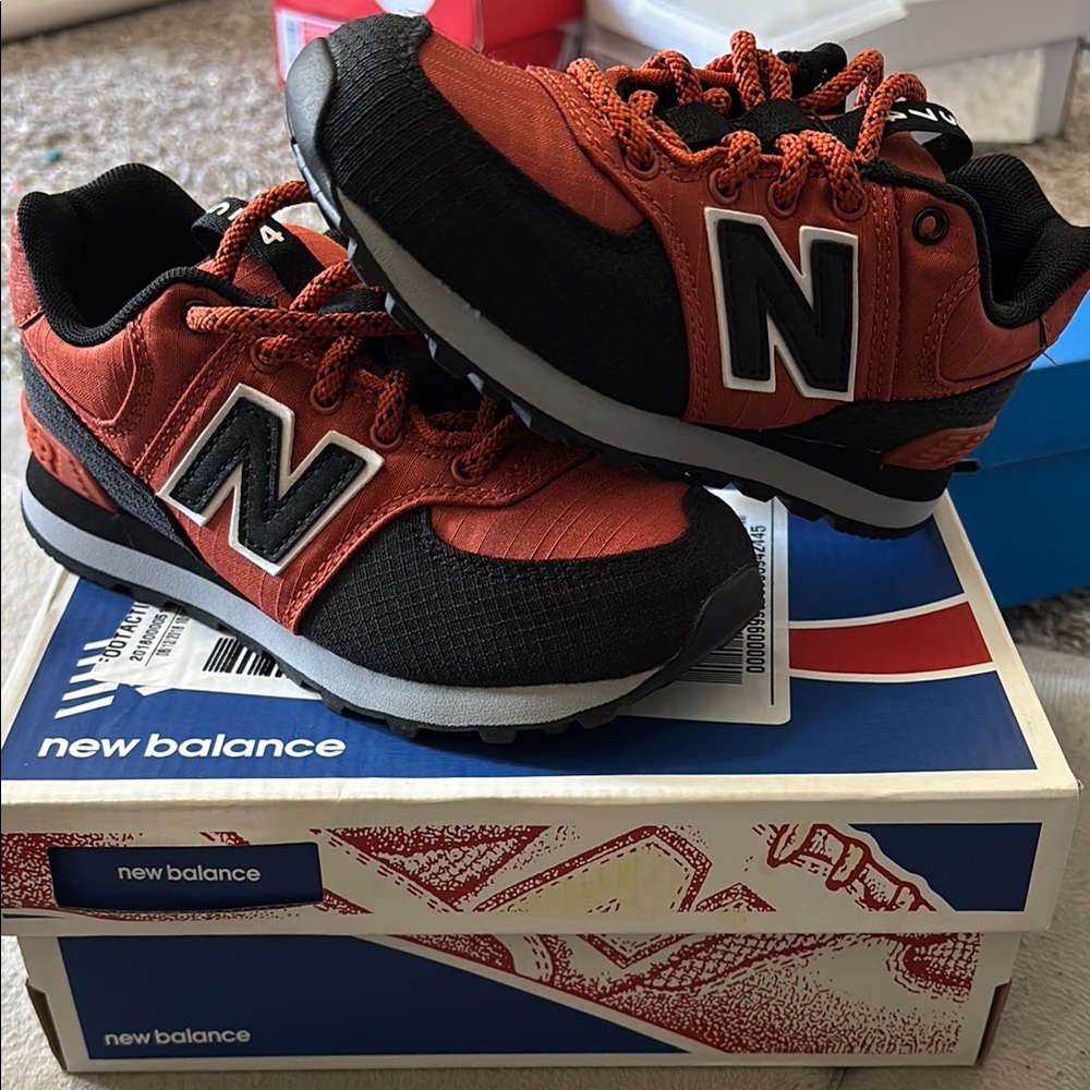 New Balance Red and Black Sneakers Suede Mesh Upper